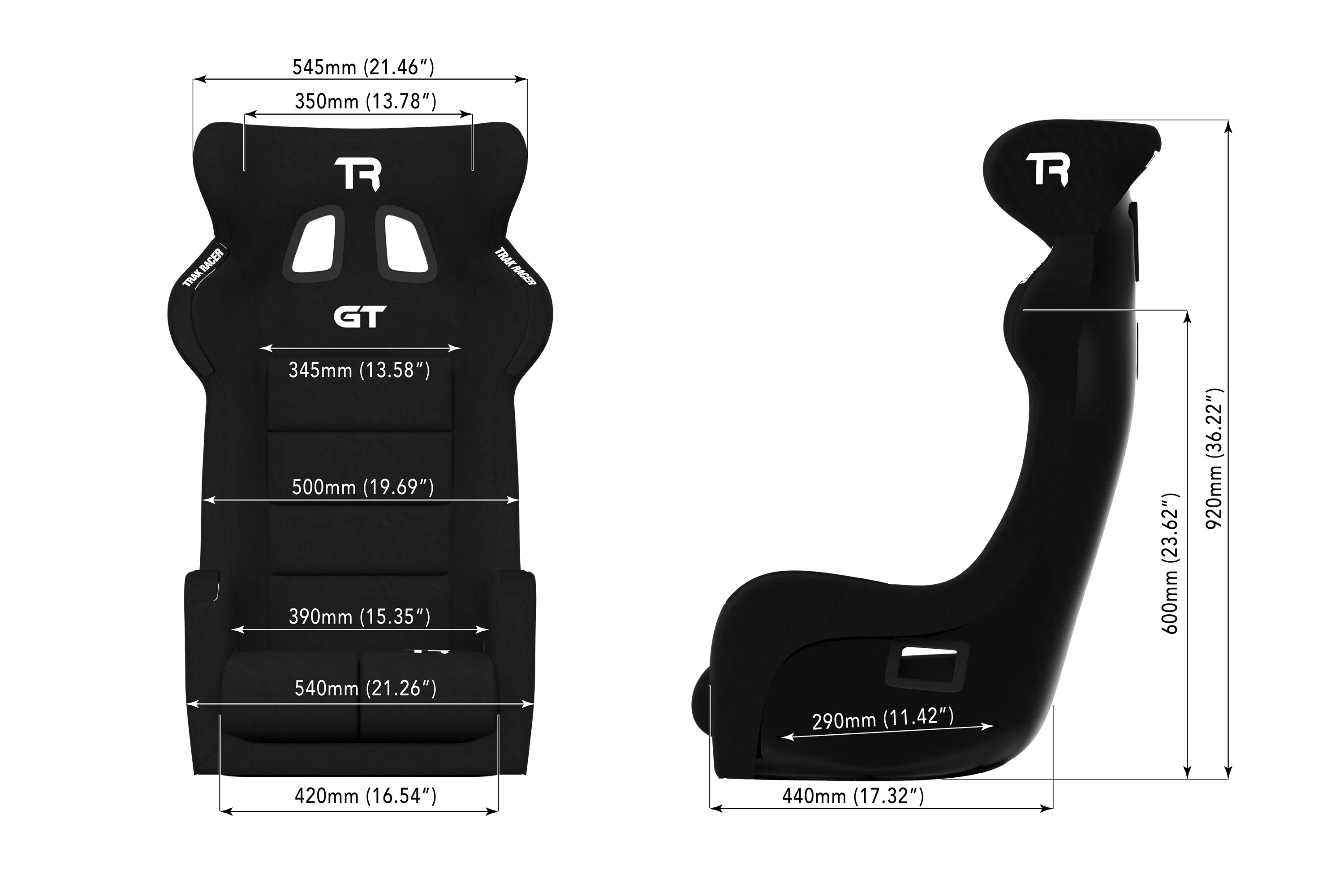 GT Pro Racing Seat - Fiberglass - Black - Image 5