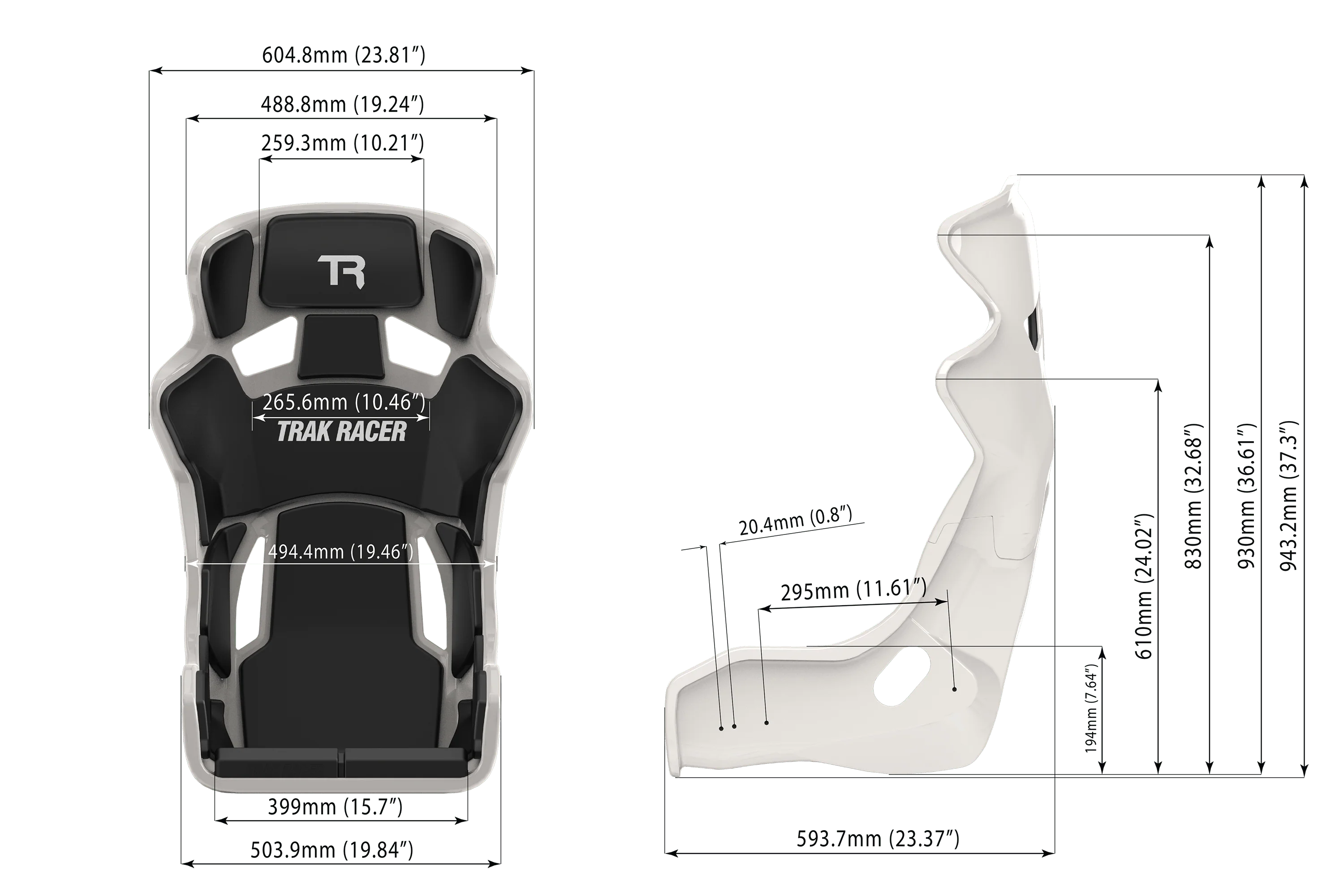 TRS TR Series GT Pro Racing Seat - Fiberglass Grey - Image 5