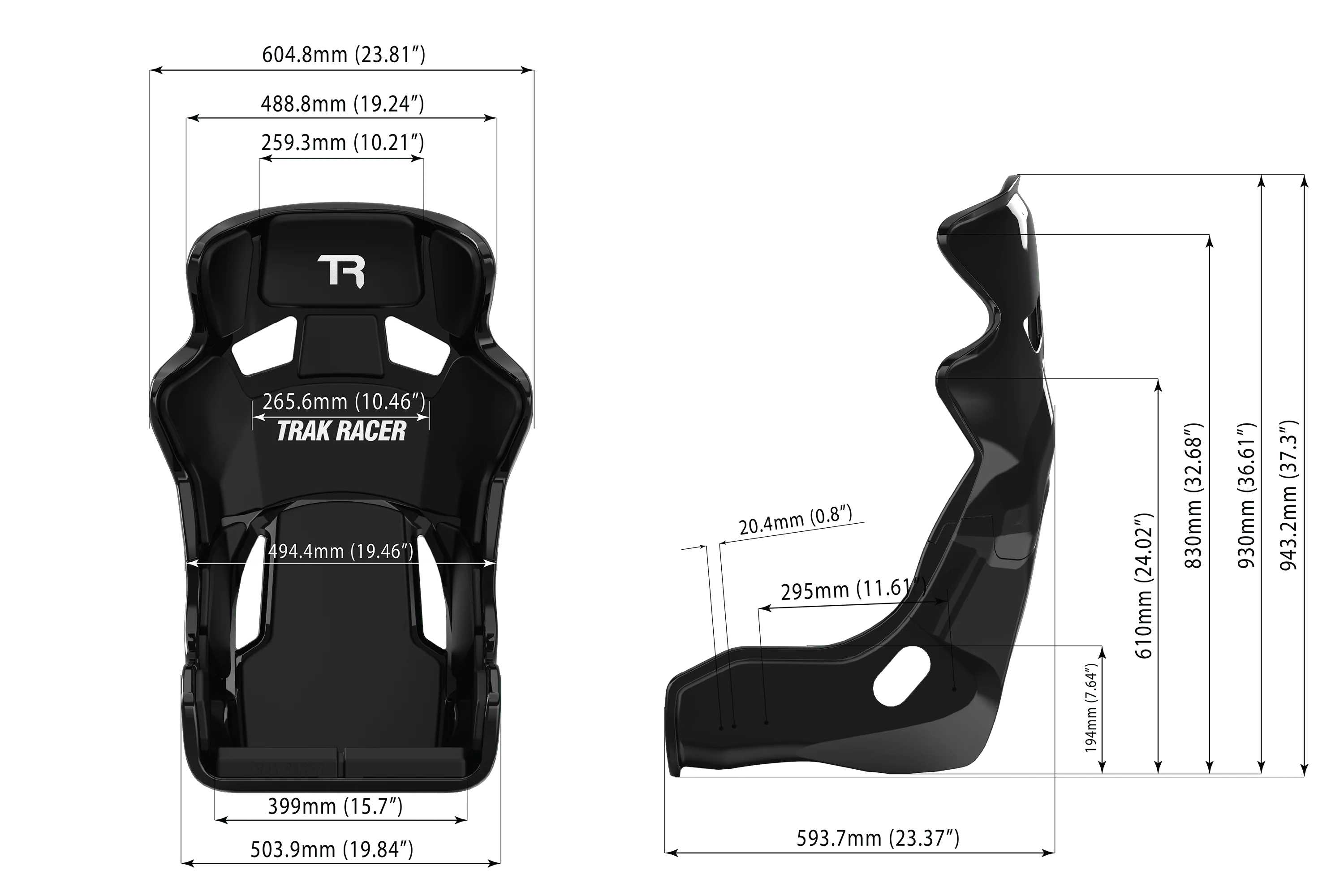 TRS TR Series GT Pro Racing Seat - Fiberglass Black - Image 9