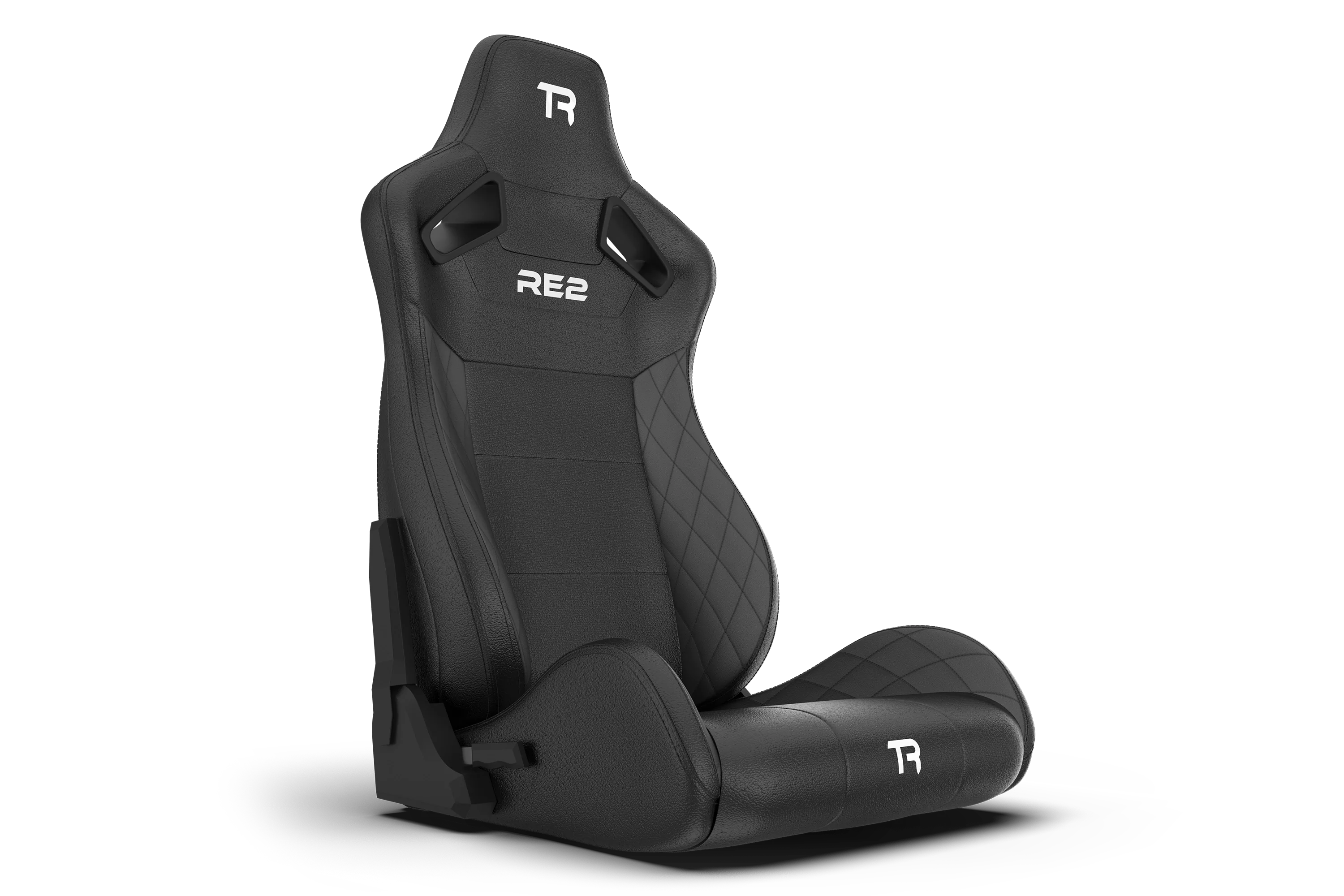 RE2 Dual-Lock Reclining Sim Racing Seat - Premium Black Diamond-Stitched Leather-Style