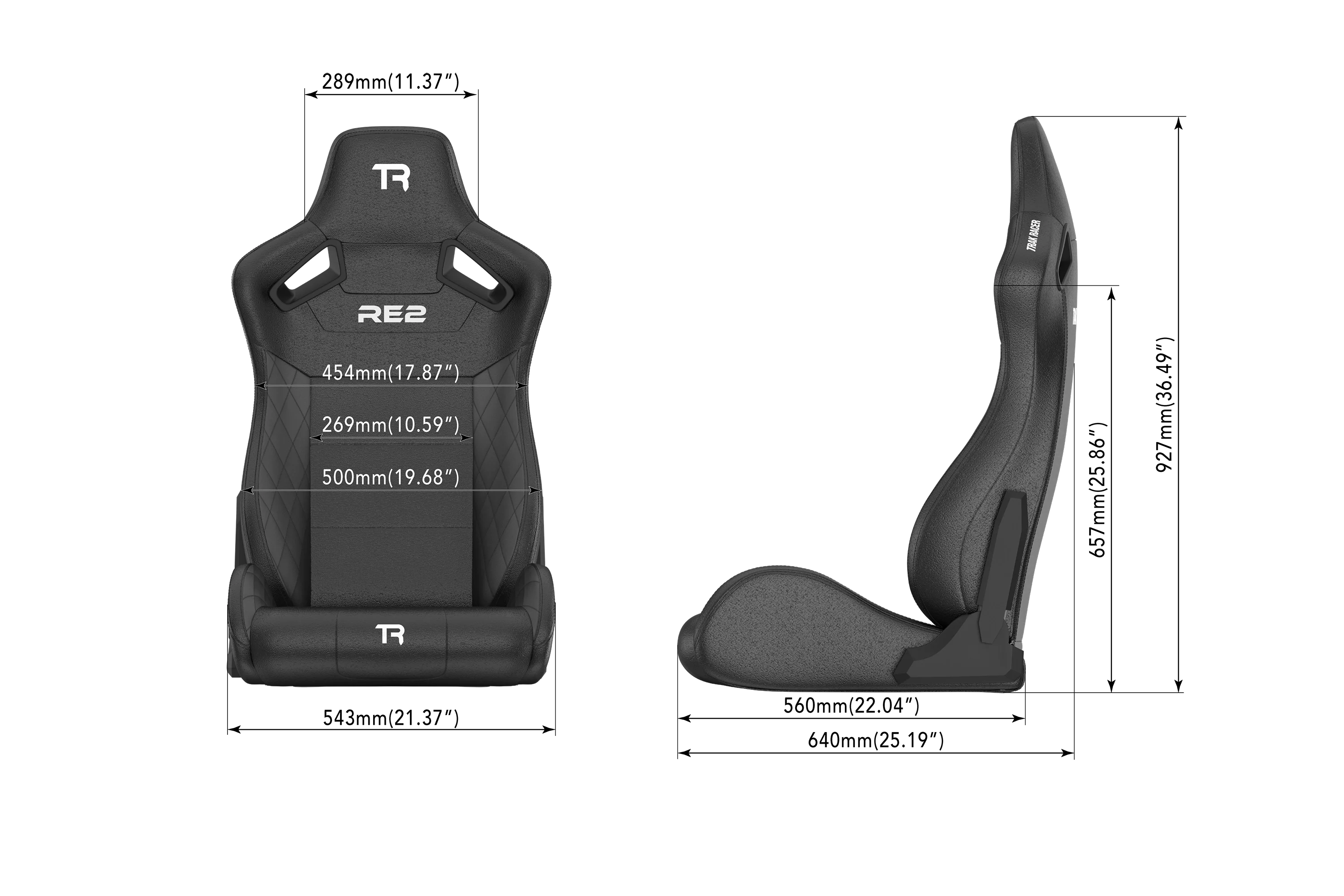 RE2 Dual-Lock Reclining Sim Racing Seat - Premium Black Diamond-Stitched Leather-Style - Image 7