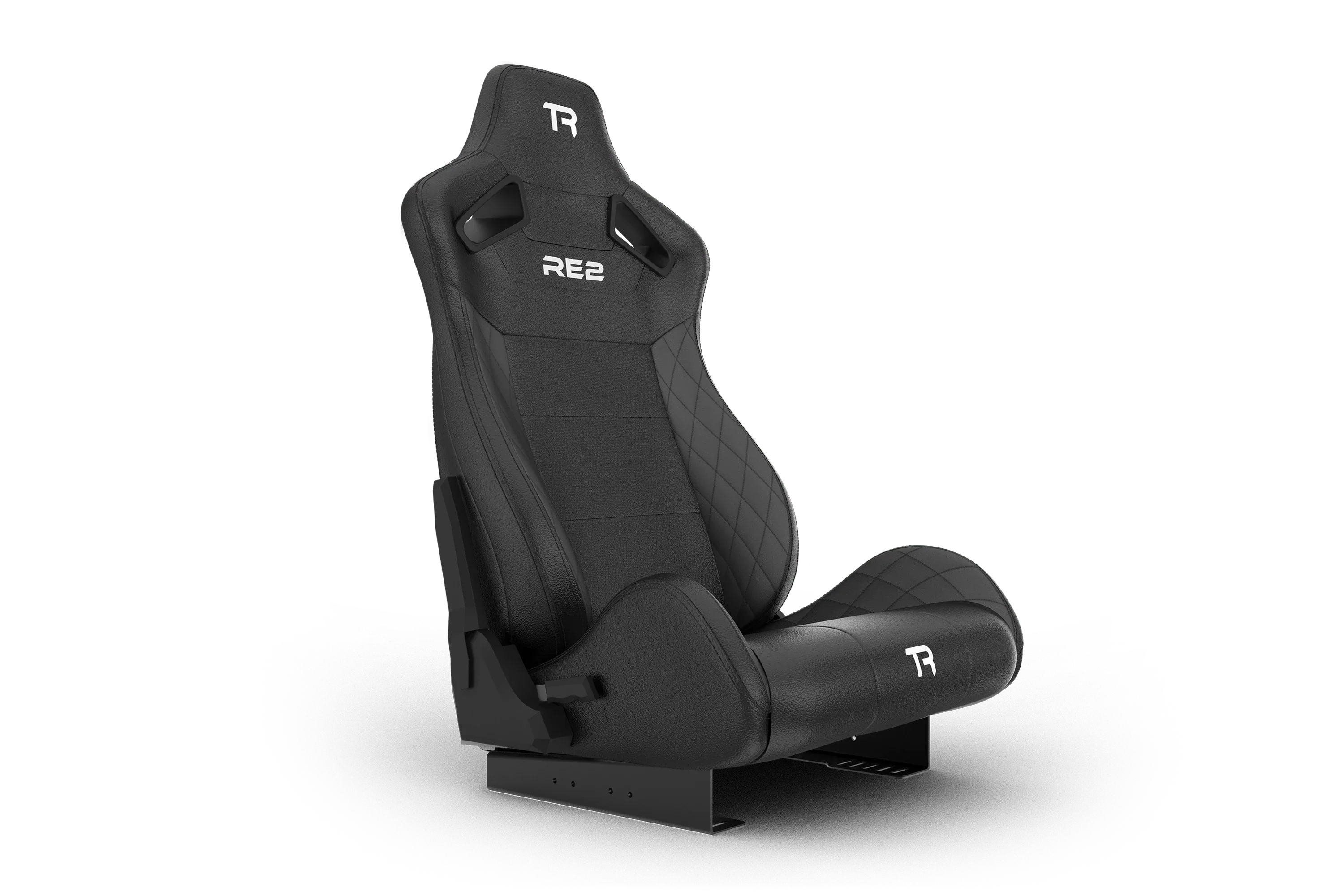 RE2 Dual-Lock Reclining Sim Racing Seat - Premium Black Diamond-Stitched Leather-Style - Image 8
