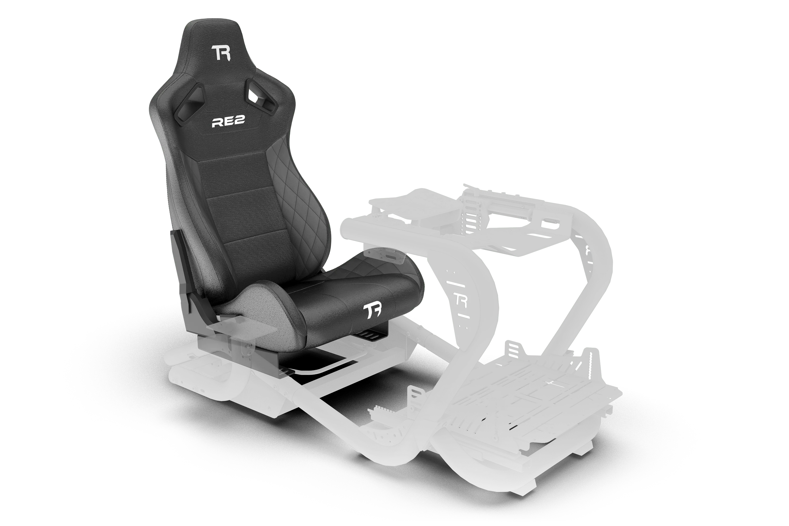 RE2 Dual-Lock Reclining Sim Racing Seat - Premium Black Diamond-Stitched Leather-Style - Image 9