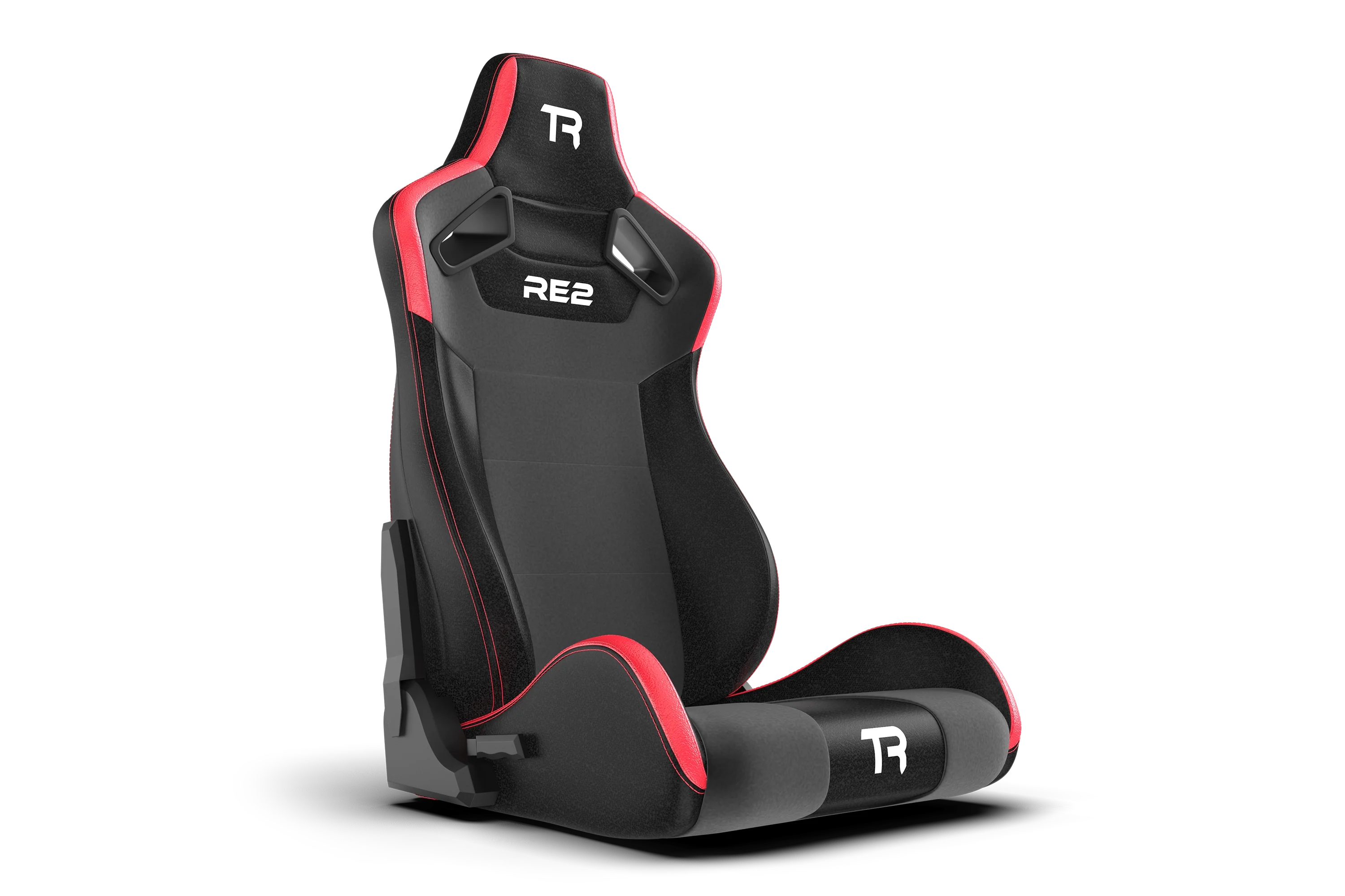 RE2 Dual-Lock Reclining Sim Racing Seat - Premium Black/Red Leather-Style