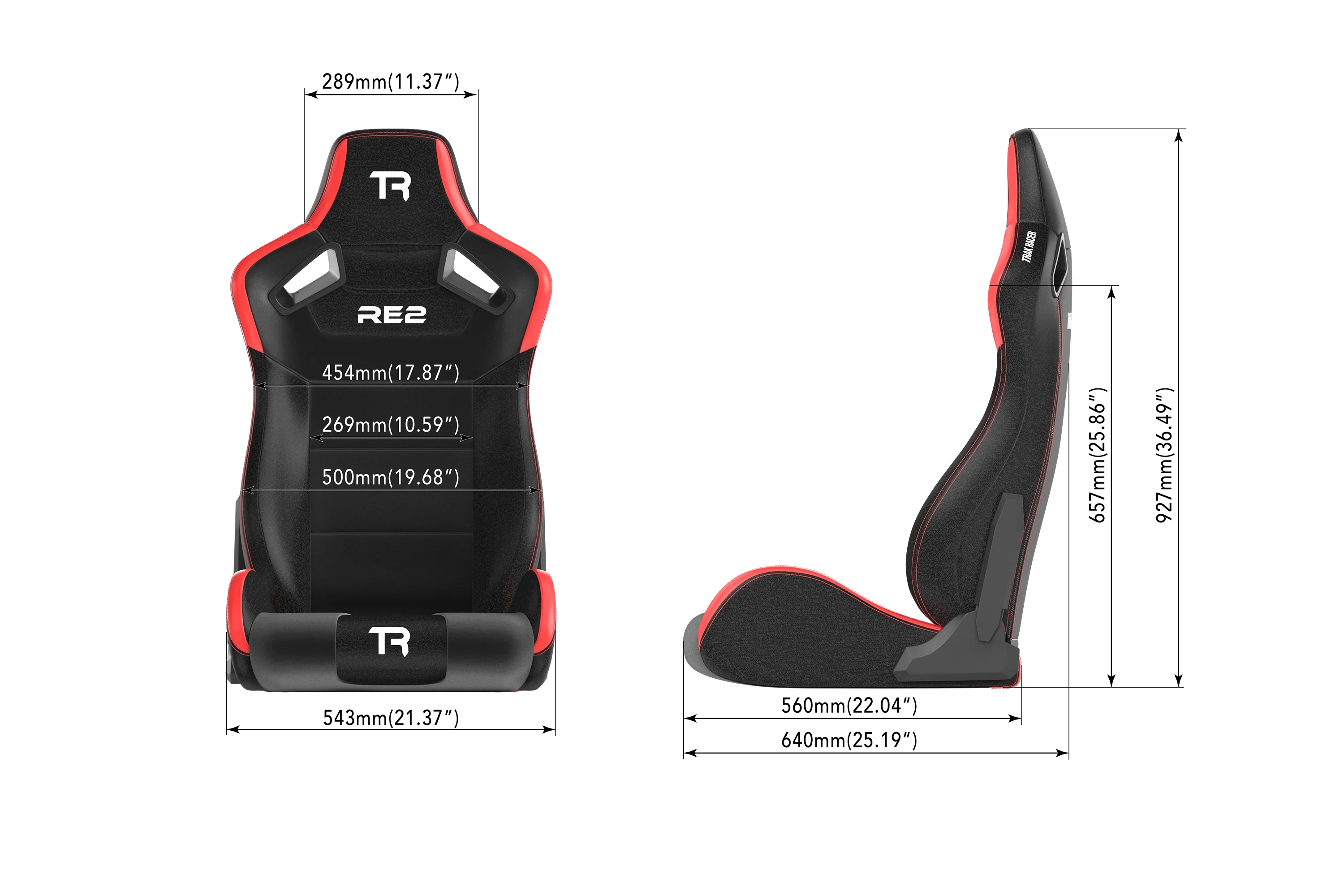 RE2 Dual-Lock Reclining Sim Racing Seat - Premium Black/Red Leather-Style - Image 7