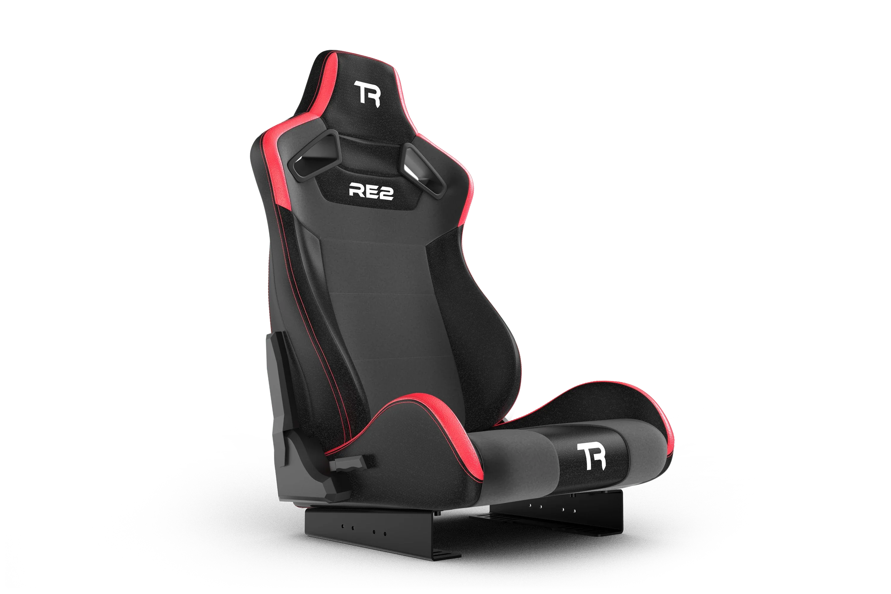 RE2 Dual-Lock Reclining Sim Racing Seat - Premium Black/Red Leather-Style - Image 8