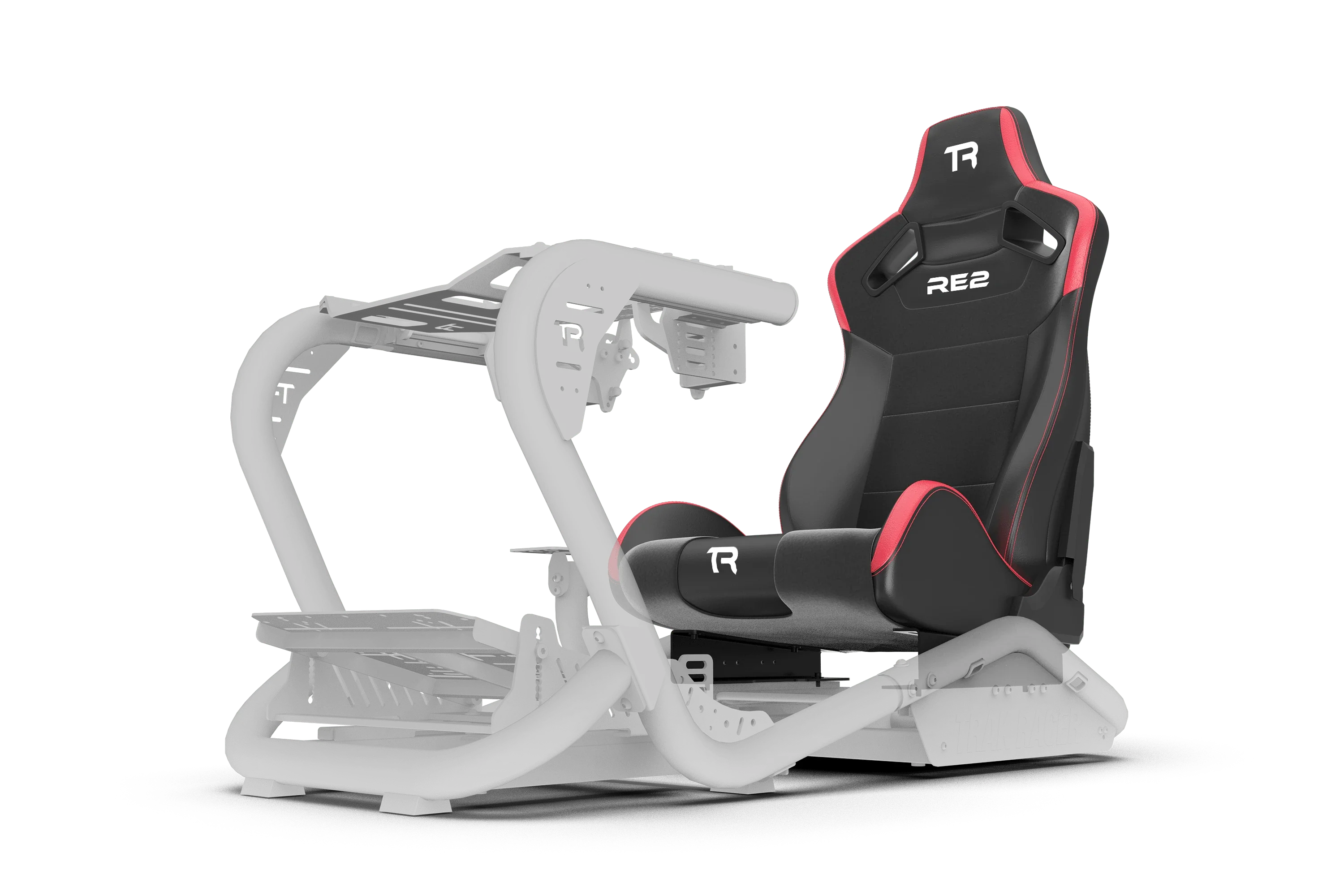 RE2 Dual-Lock Reclining Sim Racing Seat - Premium Black/Red Leather-Style - Image 9