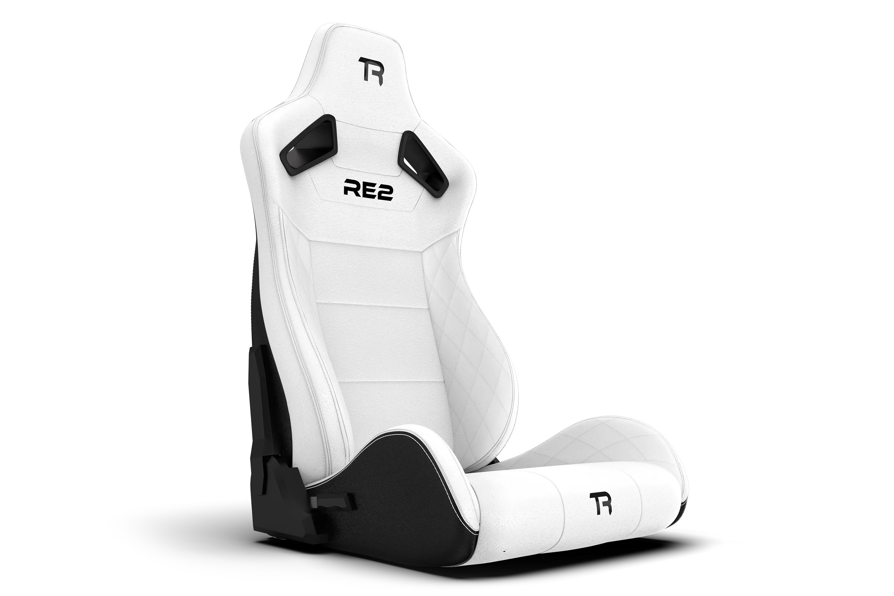 RE2 Dual-Lock Reclining Sim Racing Seat - Premium White Diamond-Stitched Leather-Style - Image 3