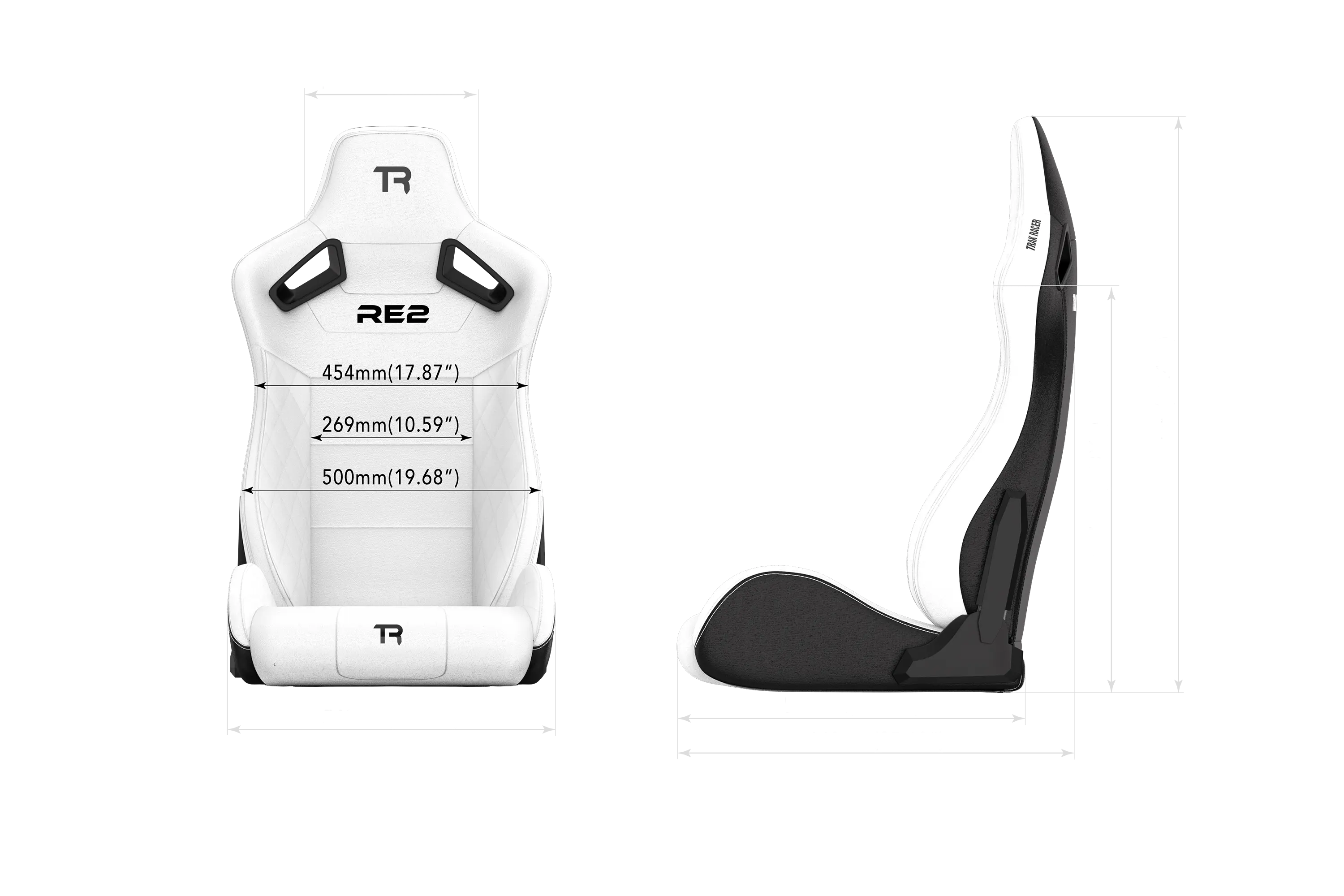 RE2 Dual-Lock Reclining Sim Racing Seat - Premium White Diamond-Stitched Leather-Style - Image 7