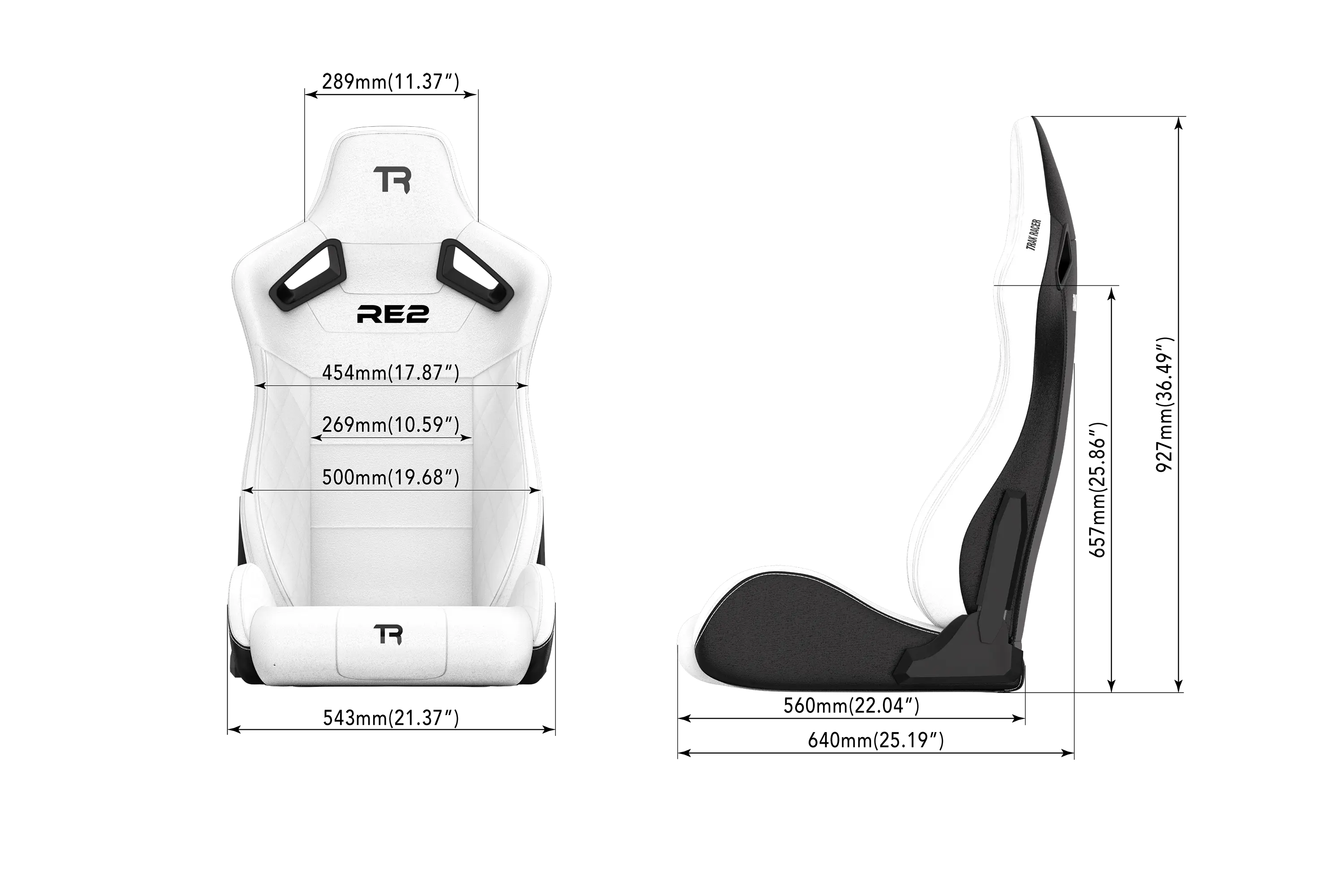 RE2 Dual-Lock Reclining Sim Racing Seat - Premium White Diamond-Stitched Leather-Style - Image 8