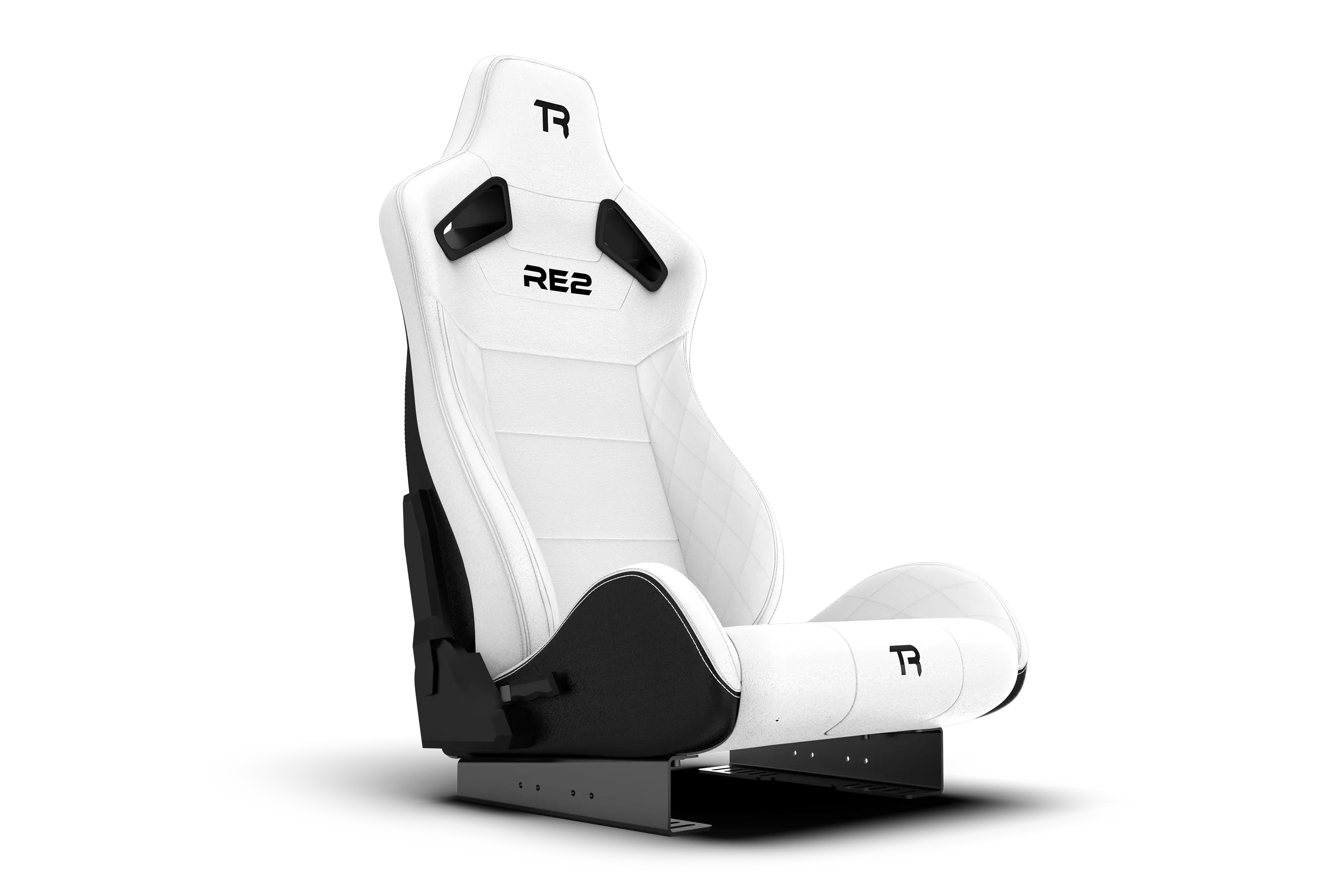 RE2 Dual-Lock Reclining Sim Racing Seat - Premium White Diamond-Stitched Leather-Style - Image 9