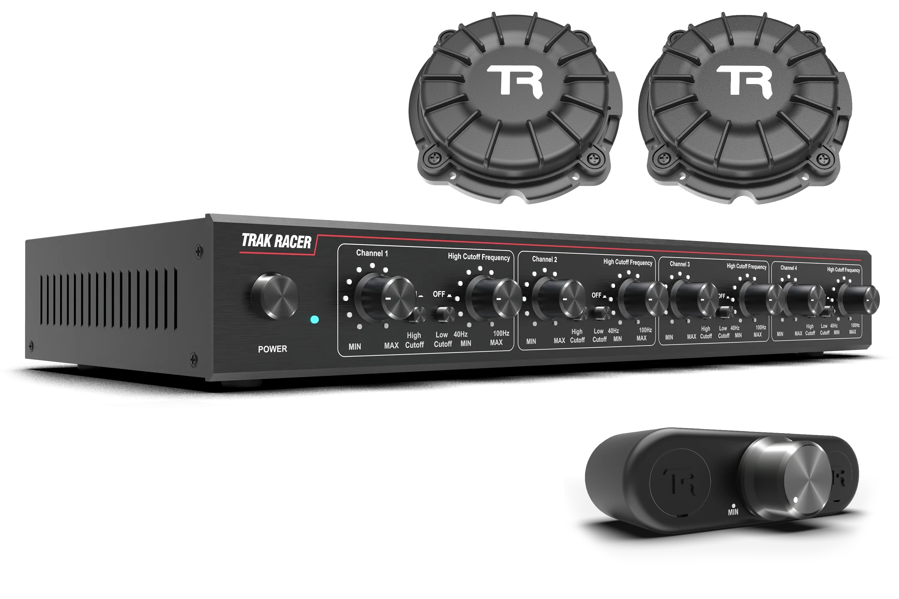 Trak Racer 4CH 40W Low-Frequency Class-D Amplifier with 2 Bass Shakers and Rig Mounts